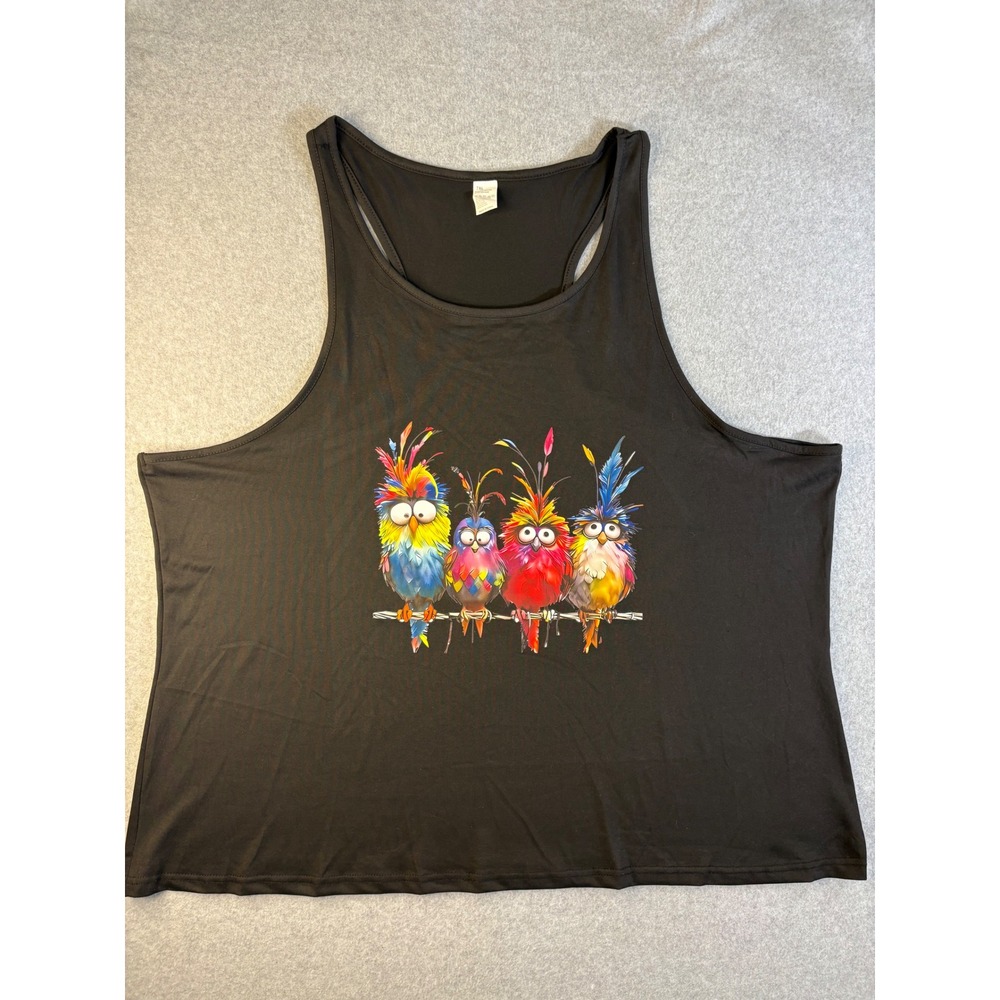 Graphic Owl Racerback Tank Top Plus Size 7XL Colorful Bird Print Sleeveless
